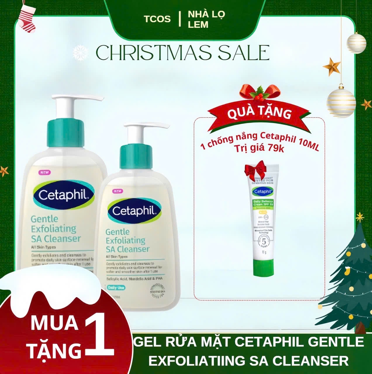 Gel rửa mặt CETAPHIL Gentle Exfoliating SA Cleanser All Skin Types cho da thiên dầu, dễ mụn, nhạy cảm 236ml