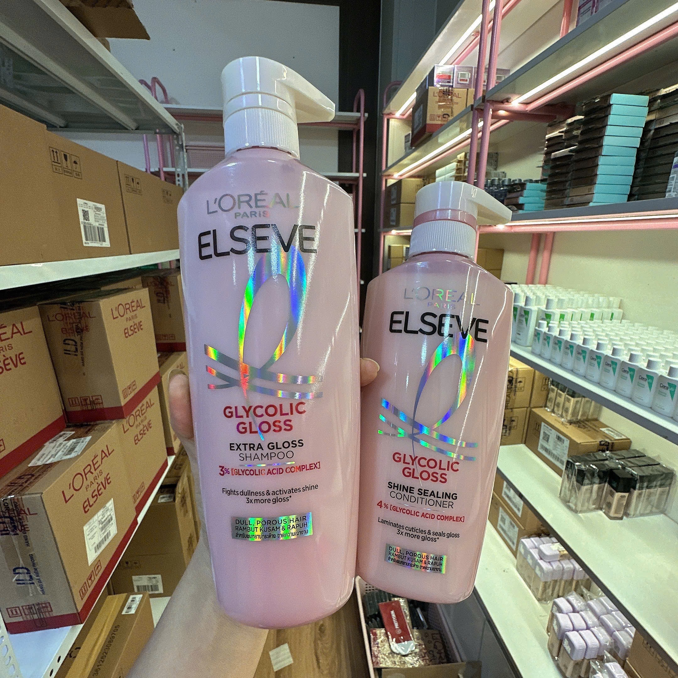 Dầu Xả L'Oreal Paris Elseve Glycolic Gloss Shine Sealing Conditioner 375ml - Vỏ Hồng