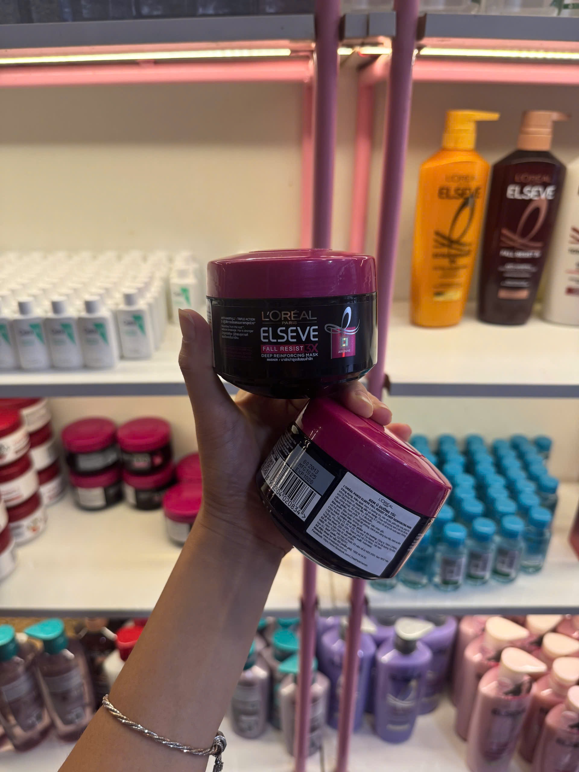 Kem Ủ Dưỡng Tóc L'Oreal Elseve Fall Resist 3X Deep Reinforcing mask 200ml - Nắp Hồng