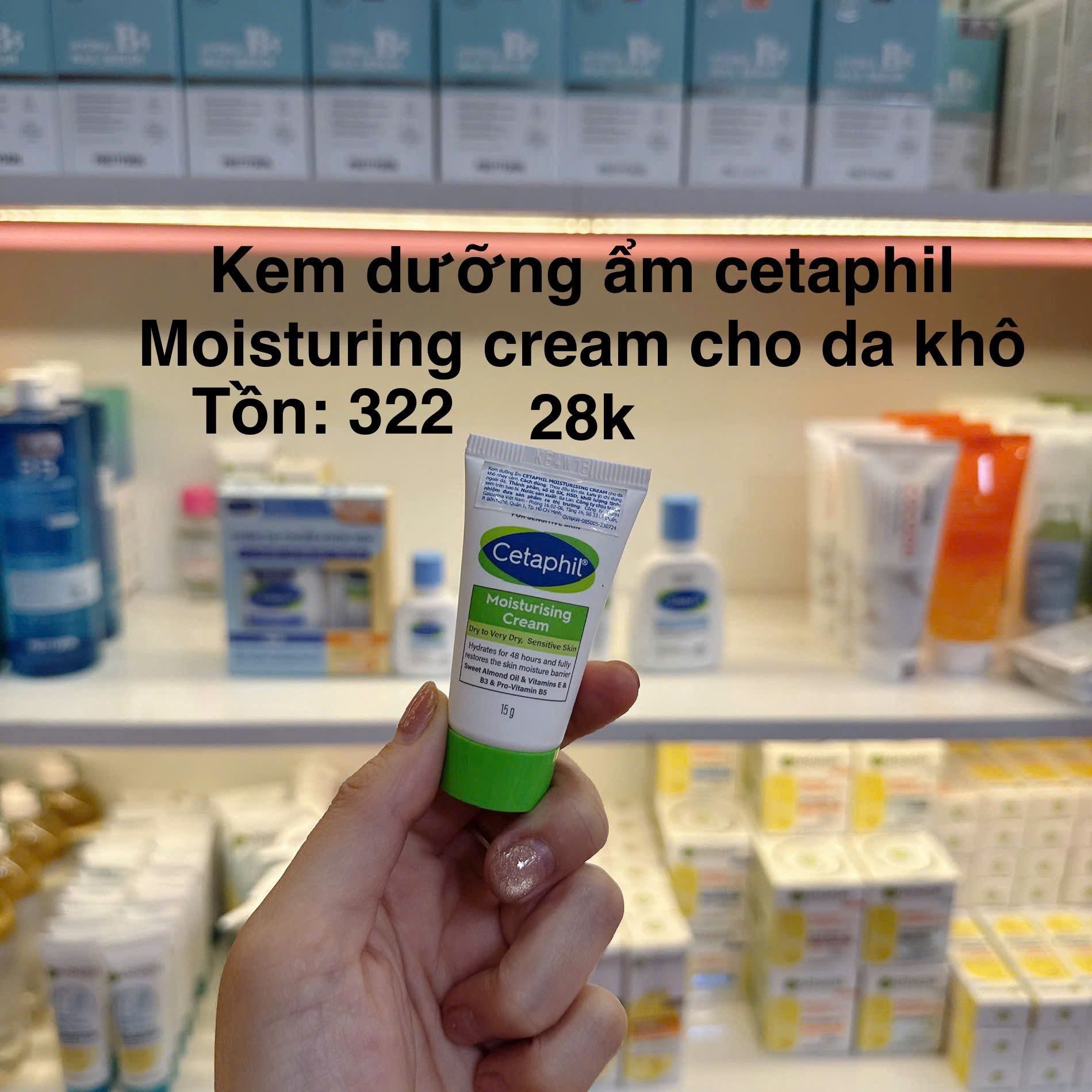 Kem dưỡng ẩm CETAPHIL MOISTURISING CREAM dry to very dry, Sensitive skin cho da khô đến rất khô, nhạy cảm 15g