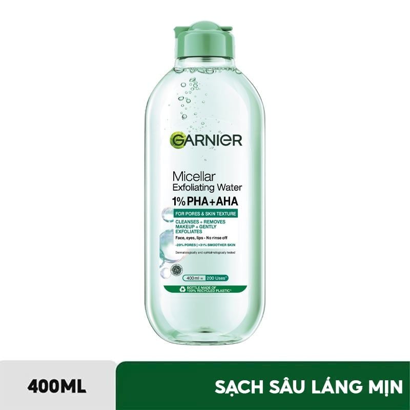 Nước Tẩy Trang Garnier Exfoliating Water 1% PHA+AHA 400ml