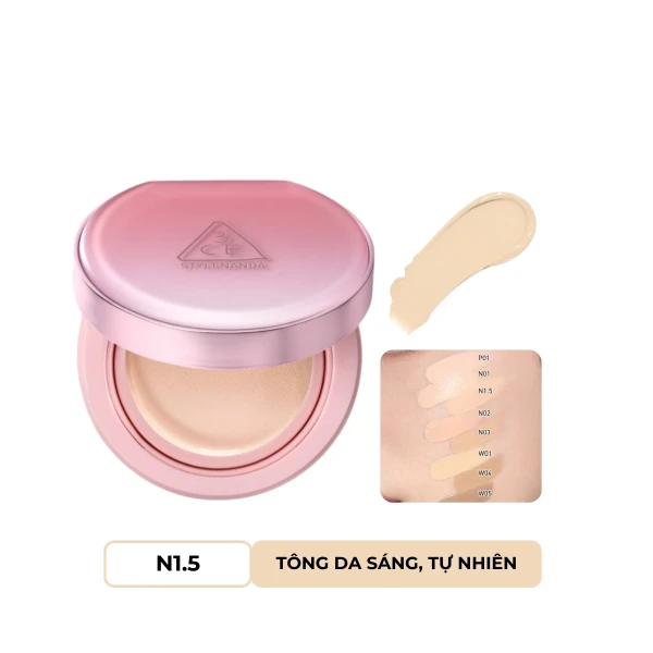 Phấn Nước giúp da sáng tự nhiên 3CE Fitting Mesh Cover Cushion 11g (KHÔNG KÈM LÕI REFILL) #N1.5 - da trung tính sáng