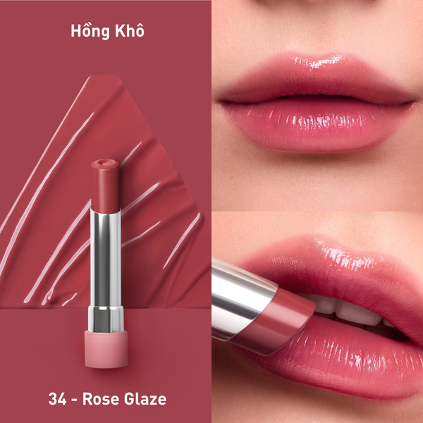 Son Dưỡng 3CE Glazy Lip Glow - 34 Rose Glaze