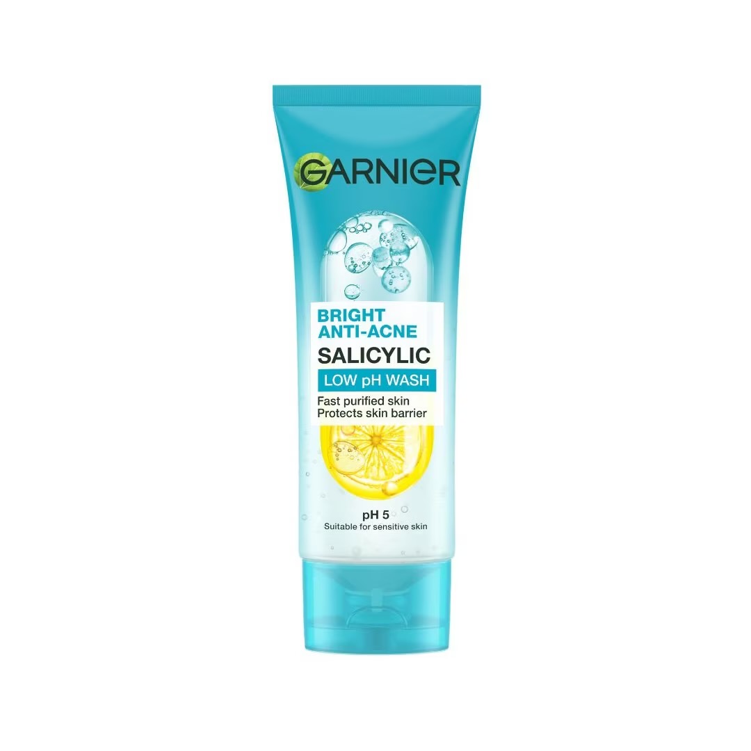 Sữa Rửa Mặt Garnier Bright Anti-Acne Salicylic Low pH Wash 100ml - Vỏ Xanh