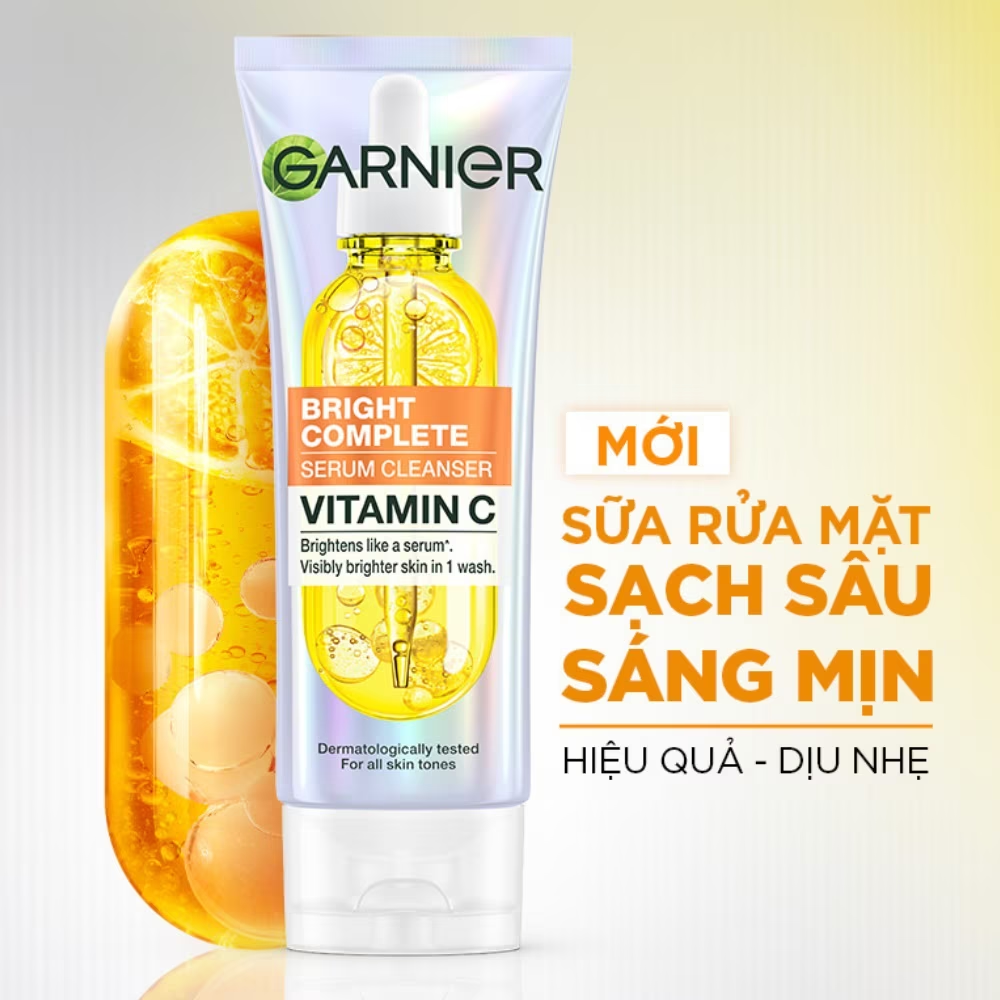 Sữa Rửa Mặt Garnier Bright Complete Serum Clearer Vitamin C 50ml Sáng Da