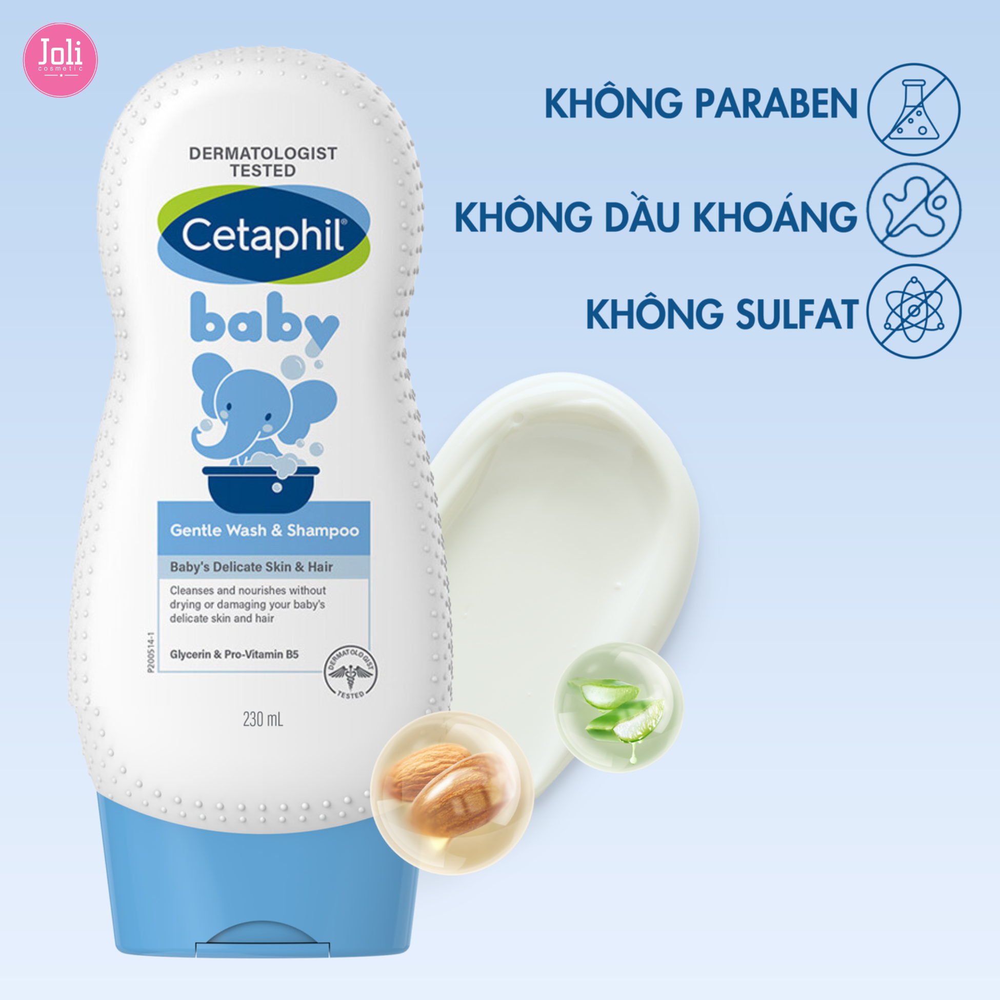 Sữa Tắm Gội Cetaphil Baby Gentle 230ml ( Xanh)