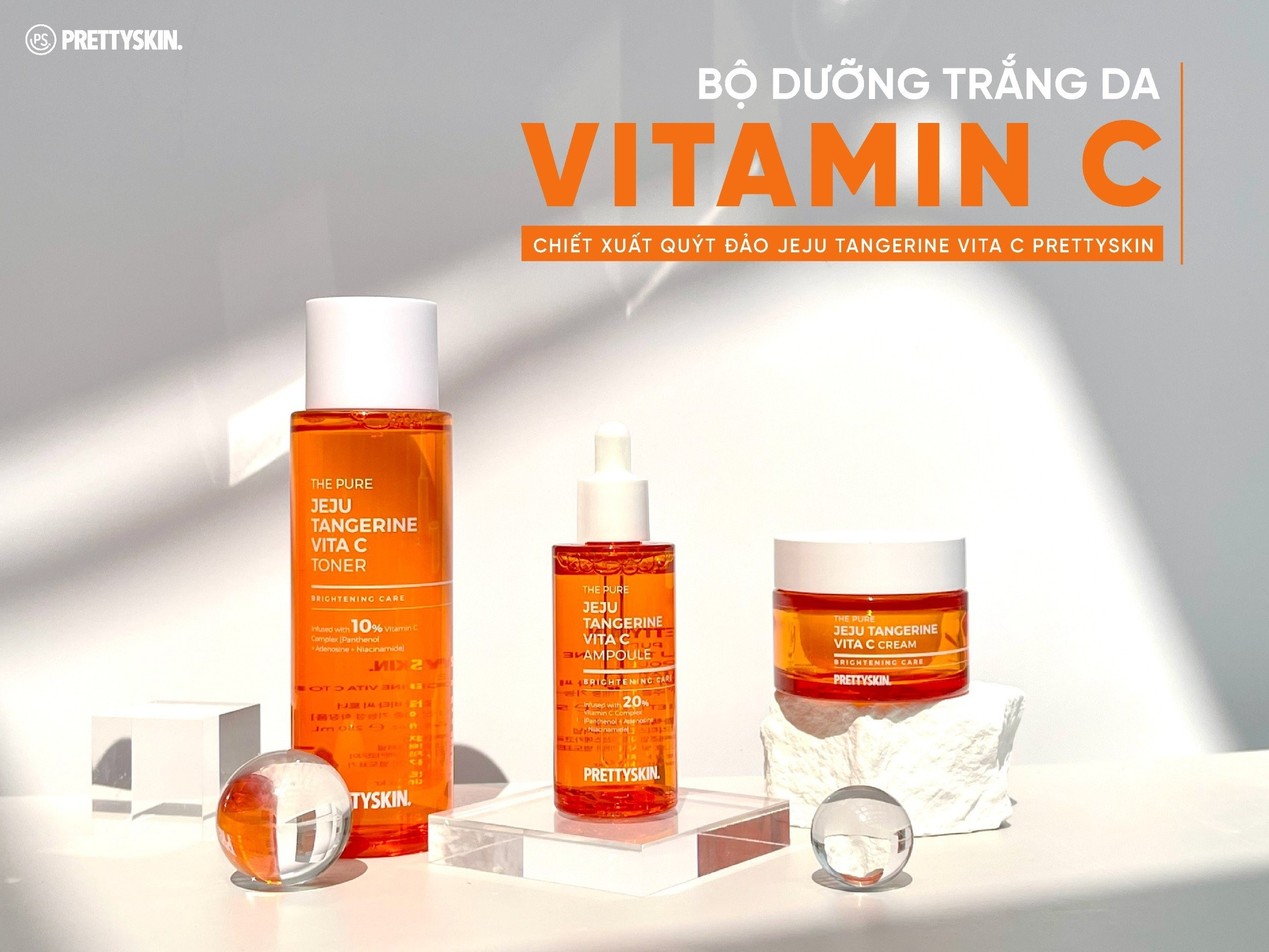 bộ dưỡng trắng da vitamin c prettyskin