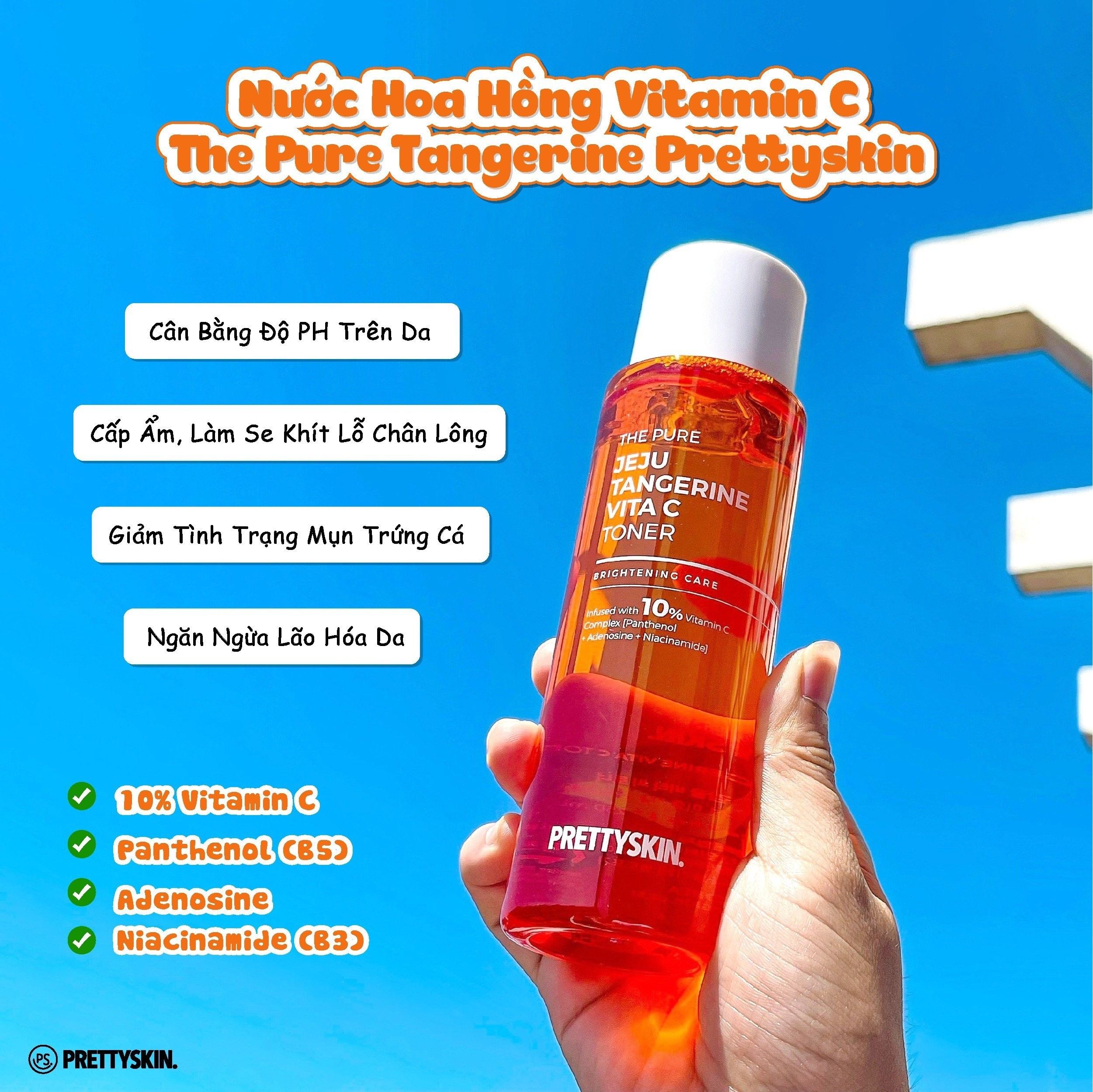 công dụng nước hoa hồng trắng da VITA C TANGERINE PRETTYSKIN