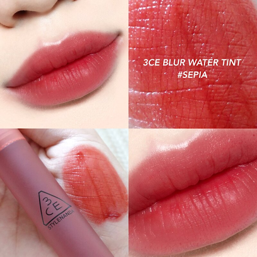 son kem 3ce blur water tint Sepia: Màu Đỏ gạch