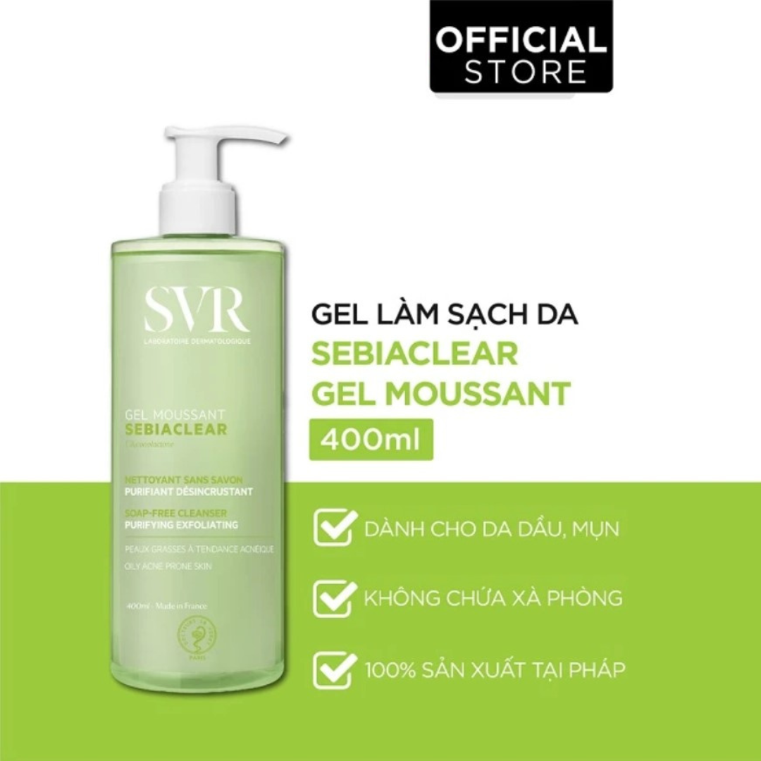 Sữa rửa mặt SVR Sebiaclear Gel Moussant cho da dầu, mụn