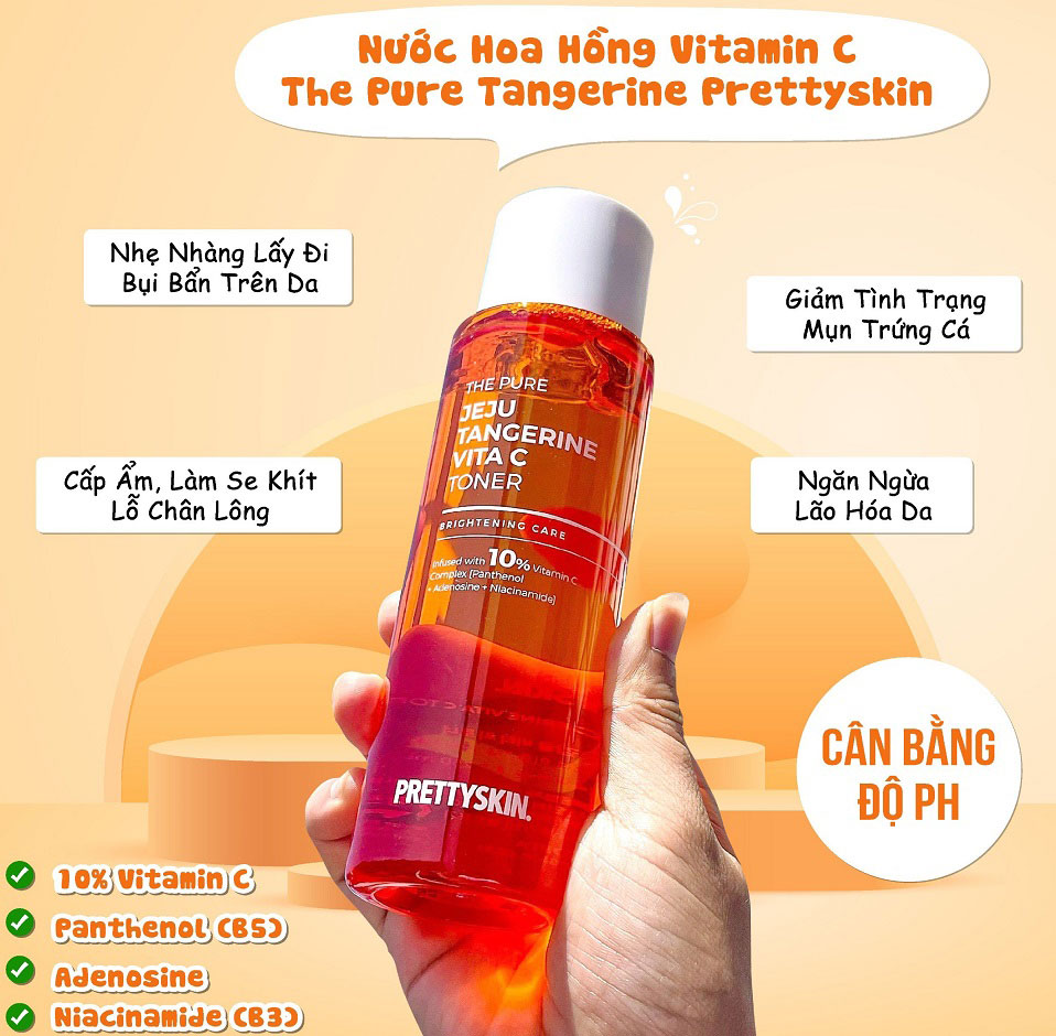 nước hoa hồng trắng da VITA C TANGERINE PRETTYSKIN