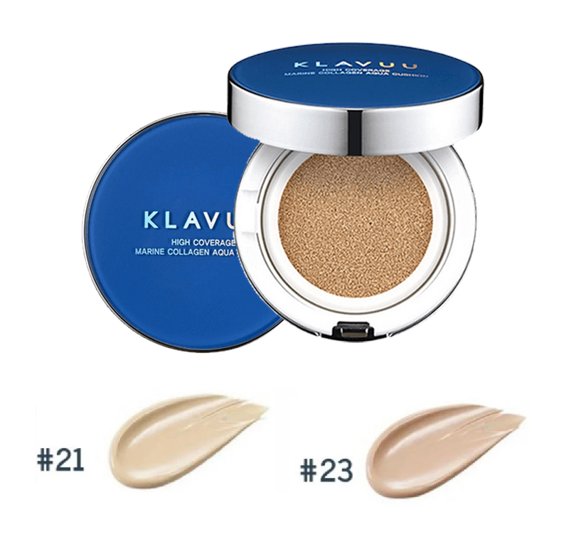 PHẤN NƯỚC KLAVUU BLUE PEARLSATION HIGH COVERAGE MARINE COLLAGEN AQUA CUSHION HÀN 15G - XANH