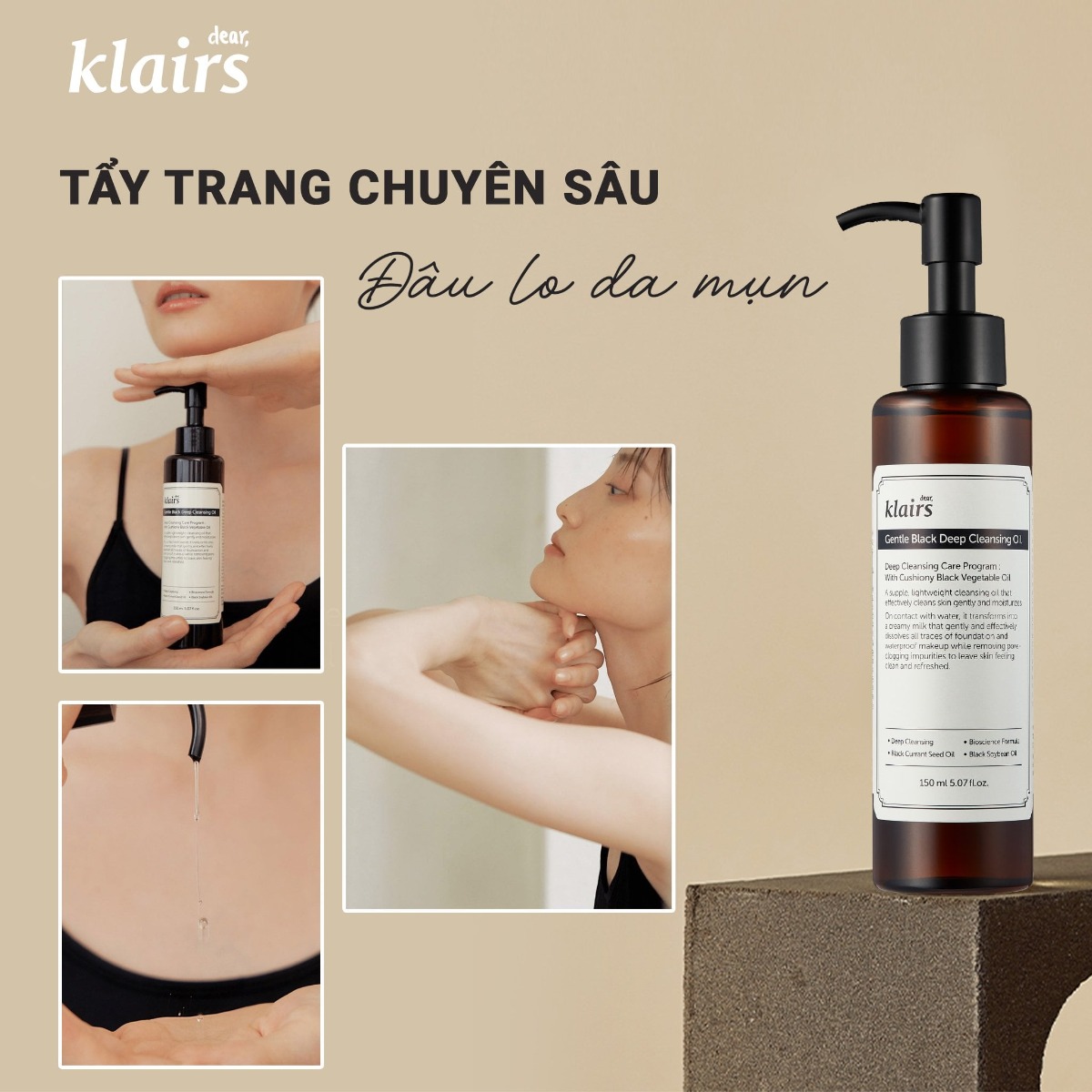 Dầu Tẩy Trang Klairs Gentle Black Deep Cleansing Oil 150ml