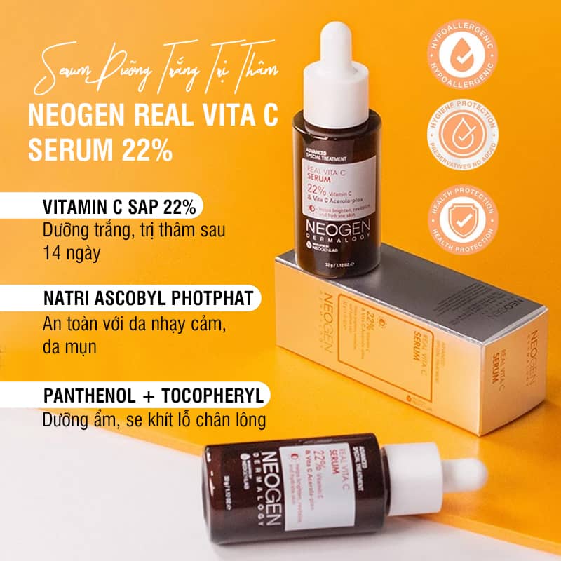 TINH CHẤT NEOGEN VITA C SERUM 22% DƯỠNG TRẮNG, TRỊ THÂM NÁM