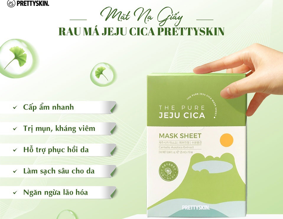 Mặt nạ rau má Prettyskin The Jeju Cica Mask Sheet