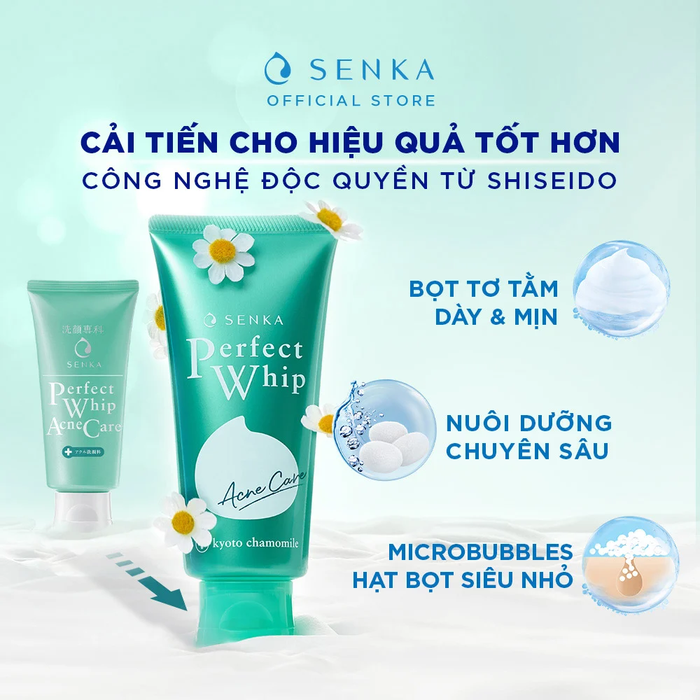 sữa rửa mặt Senka Acne Care màu xanh lá