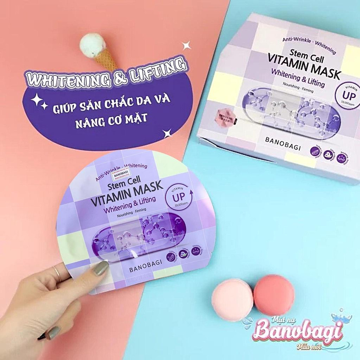 Mặt Nạ Banobagi Stem Cell Vitamin Mask Whitening & Lifting (Tím)