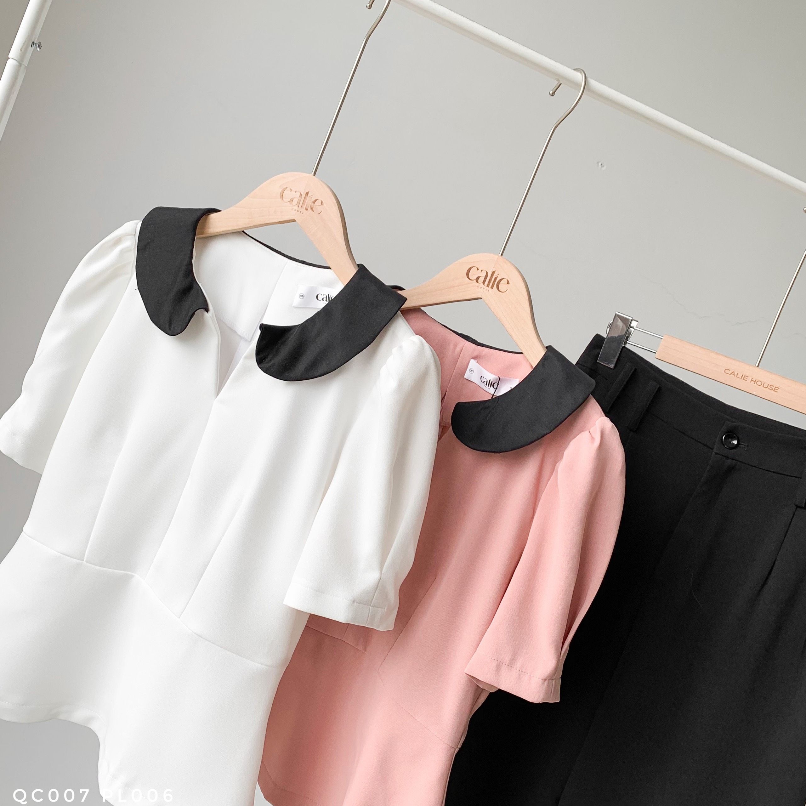 Áo peplum cổ phối thanh lịch