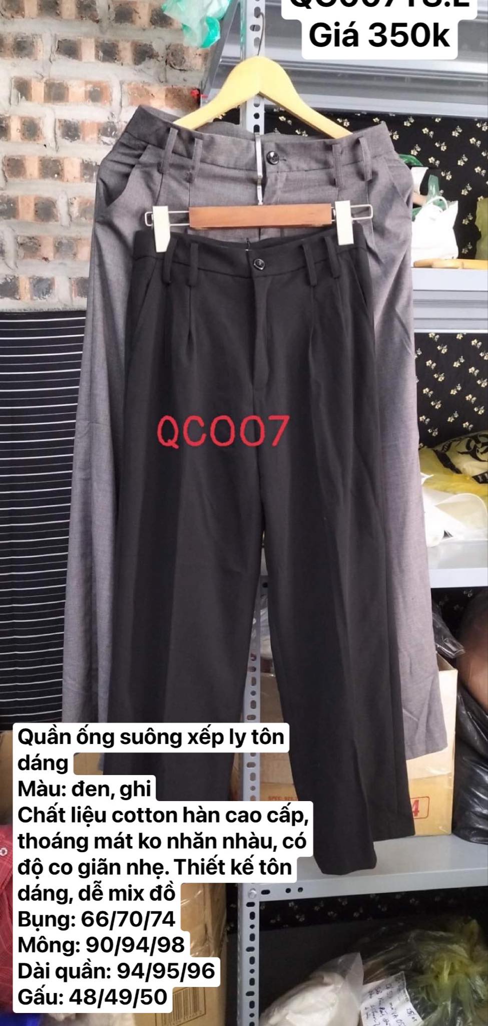 Quần ống suông xếp ly tôn dáng