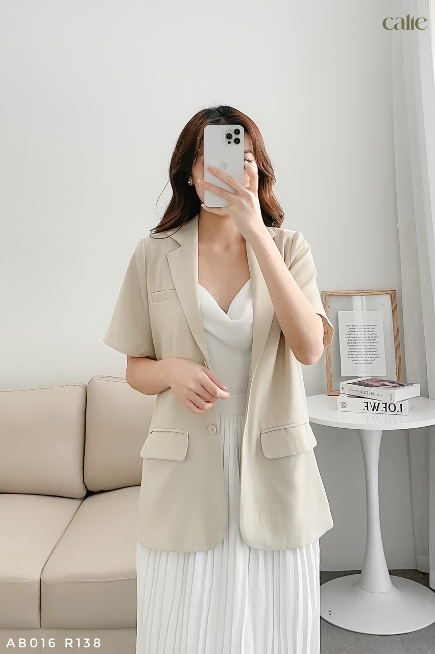 Áo blazer basic cộc tay trẻ trung