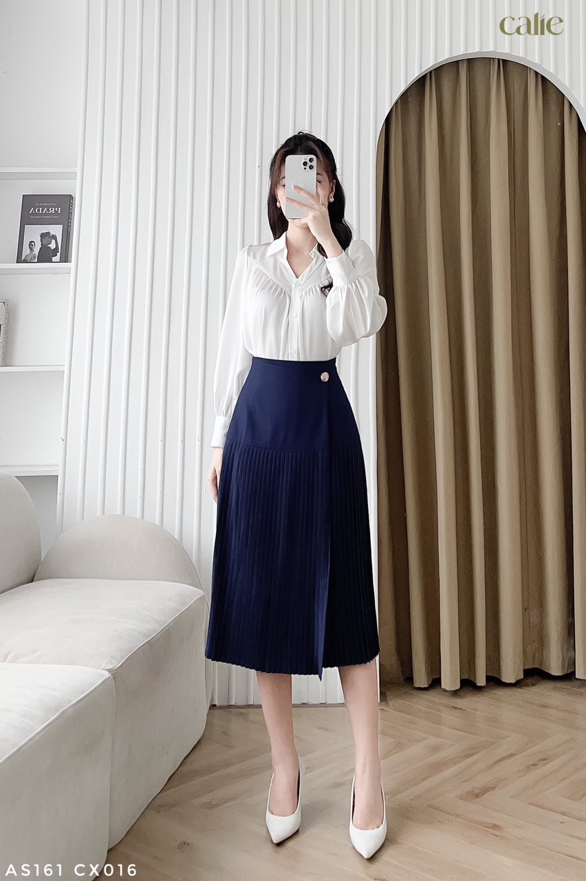 CV207 : Chân váy len dệt kim xòe xếp ly - yishop.com.vn