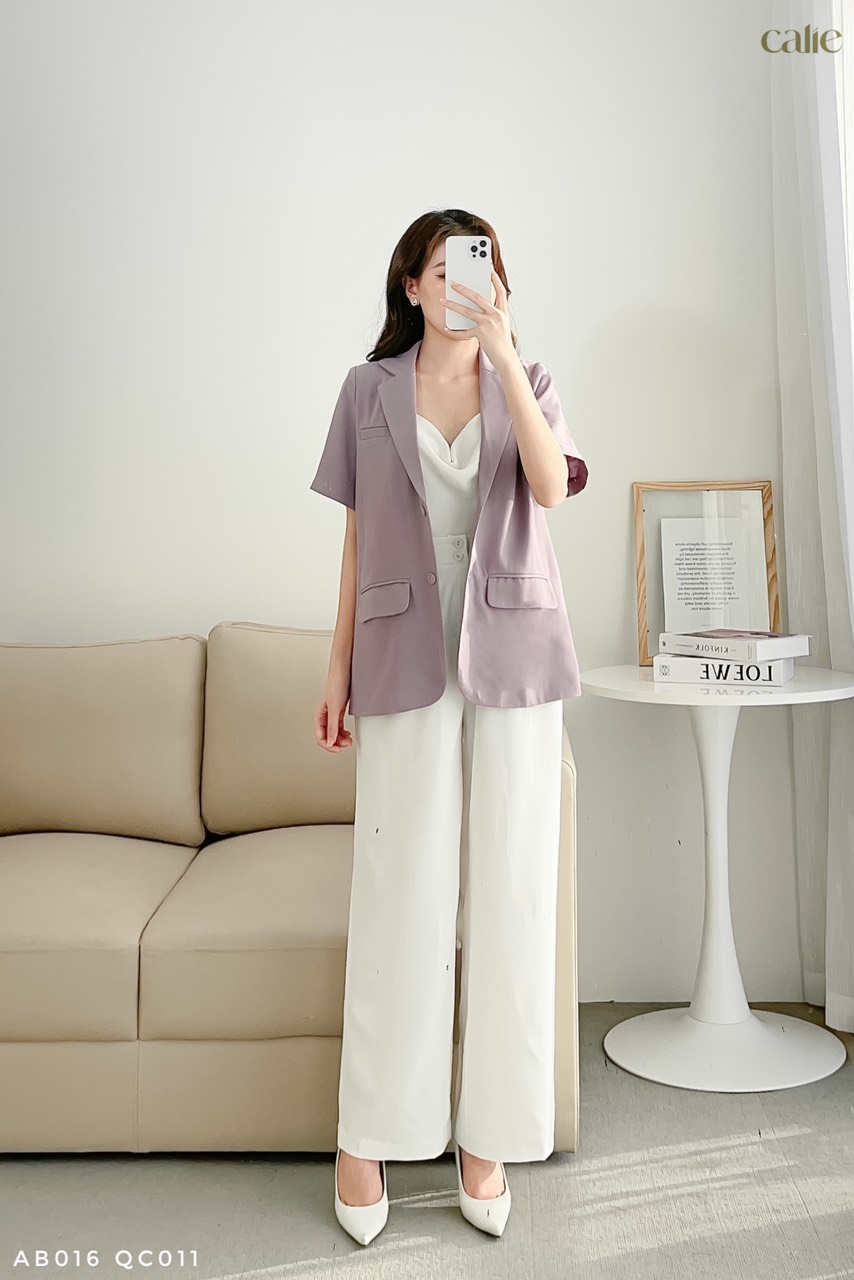 Áo blazer basic cộc tay trẻ trung