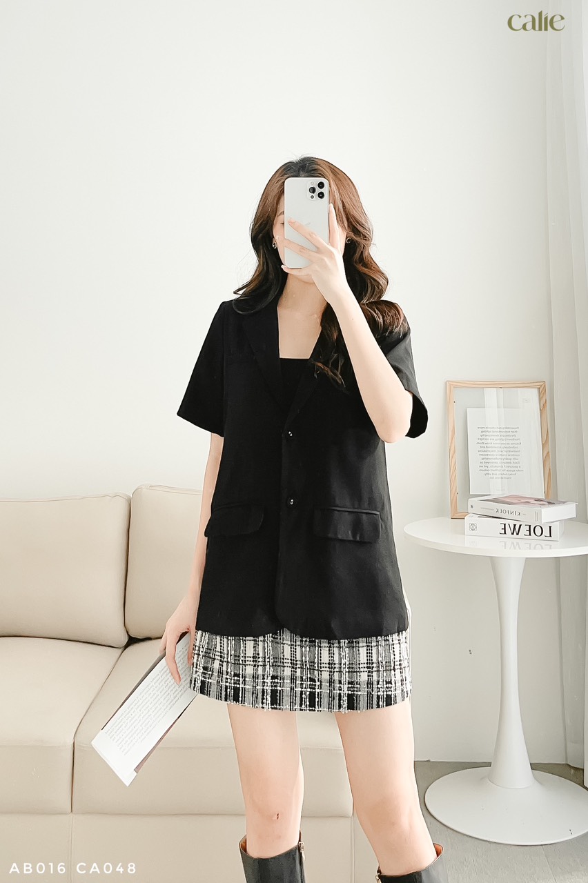 Áo blazer basic cộc tay trẻ trung