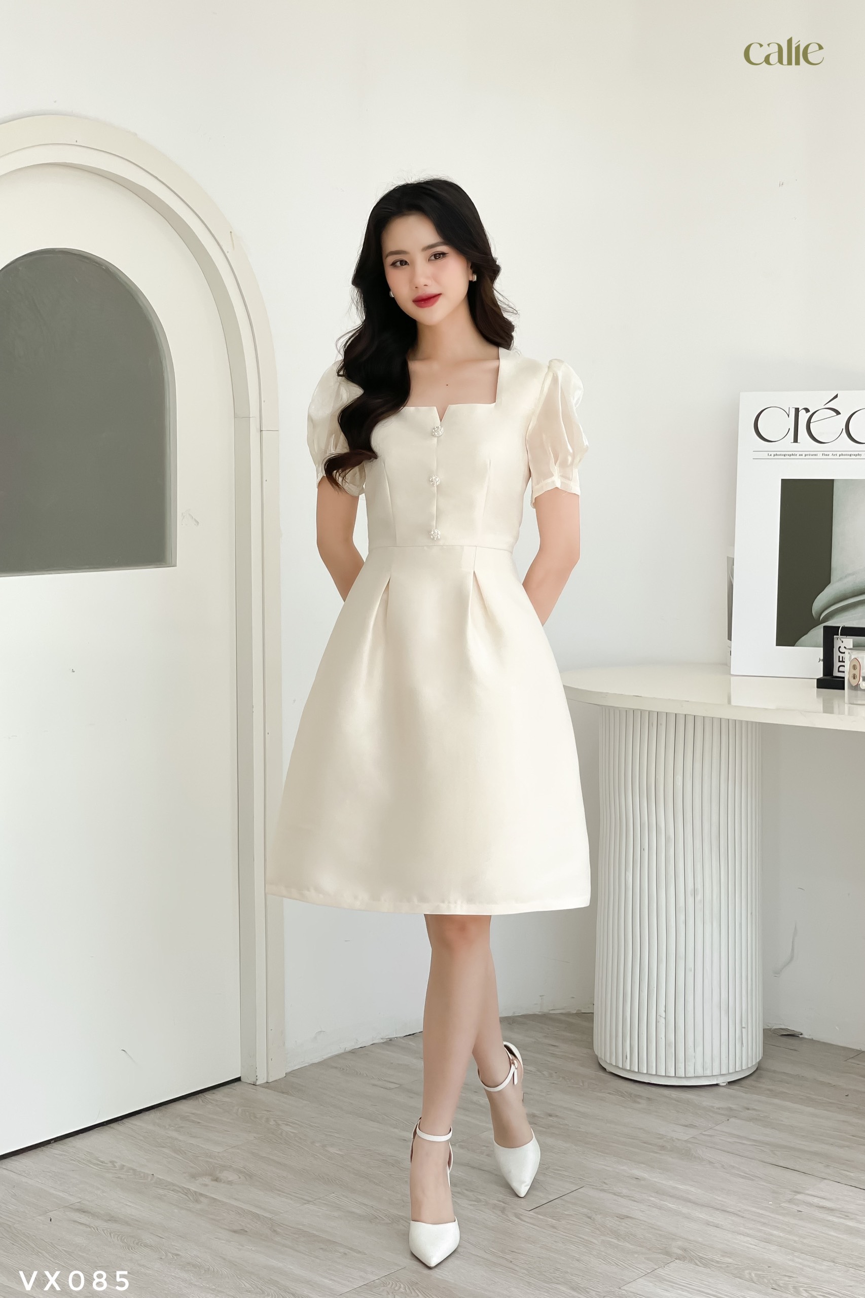 MS896 Set váy áo phối viền màu cúc ngọc tay bồng tiểu thư Hàn Quốc | Phu  Linh - Fashion & More