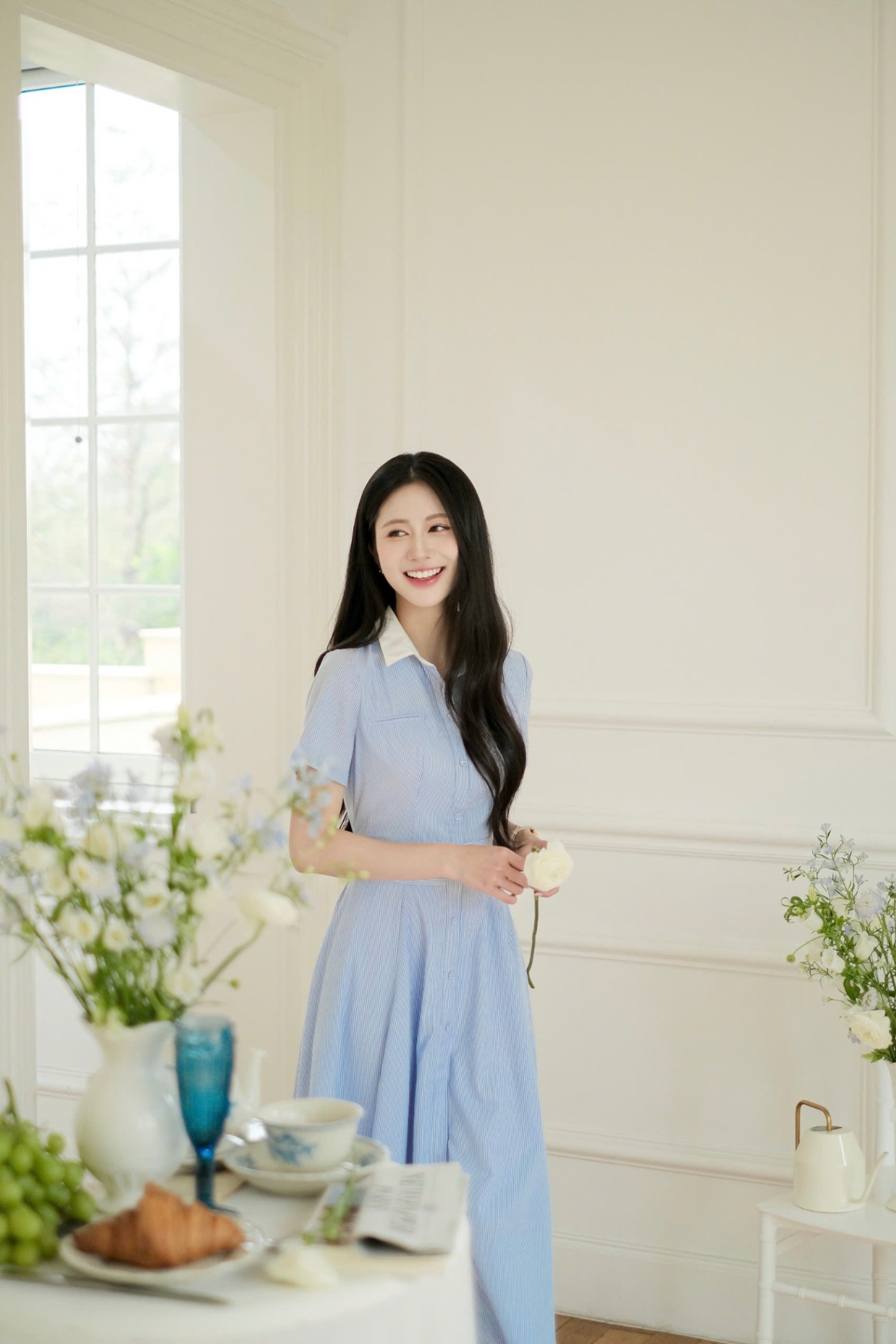 Váy cộc tay dáng dài hai túi cơi
