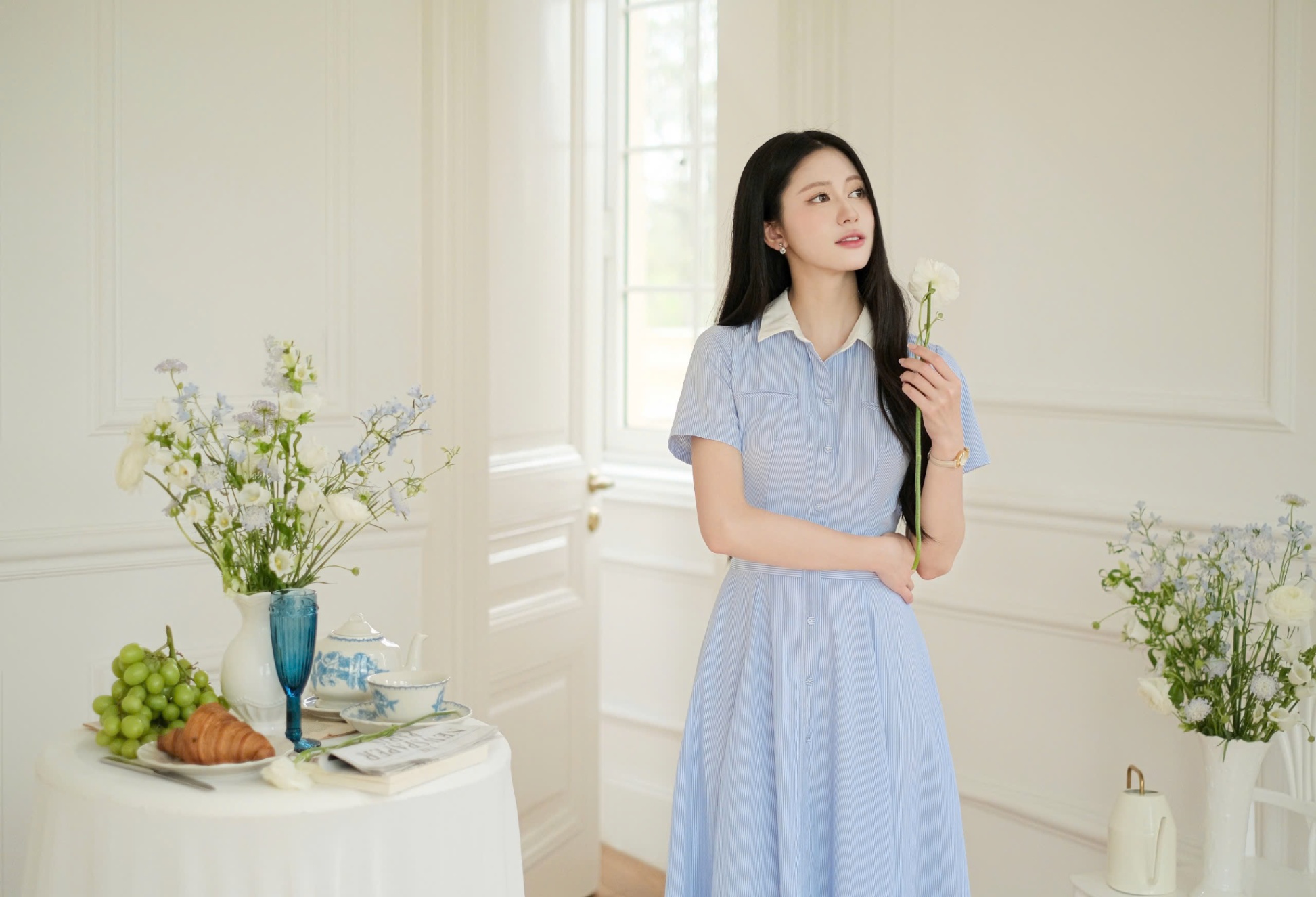 Váy cộc tay dáng dài hai túi cơi