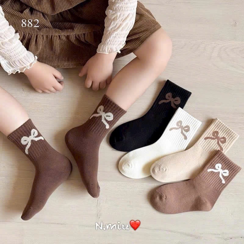 Vỉ 10 đôi tất nơ cổ cao bé-Tất nơ