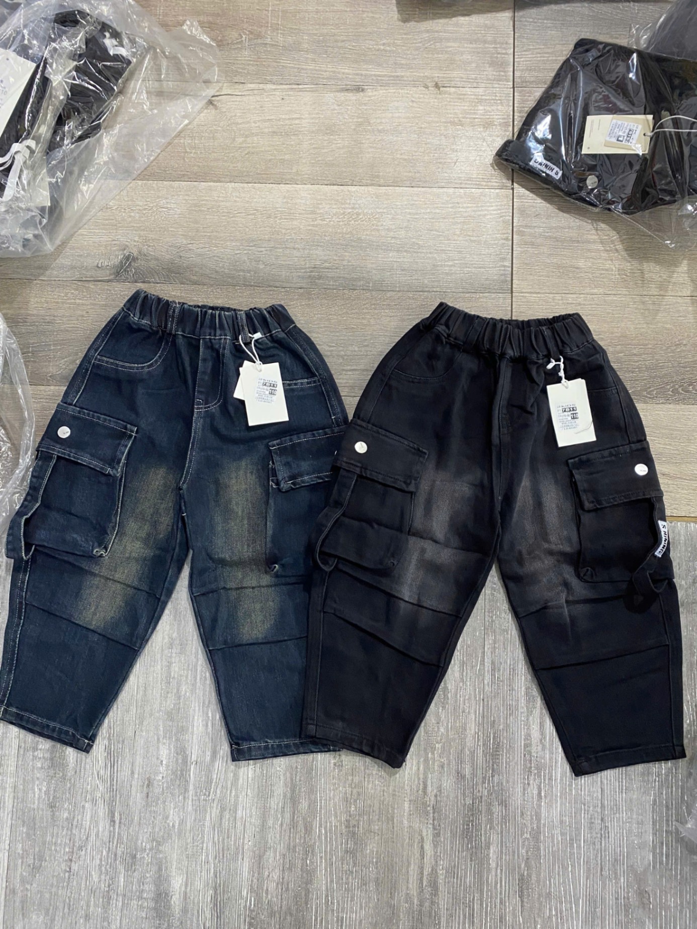 7B11-Quần bò túi hộp Shining size nhỡ