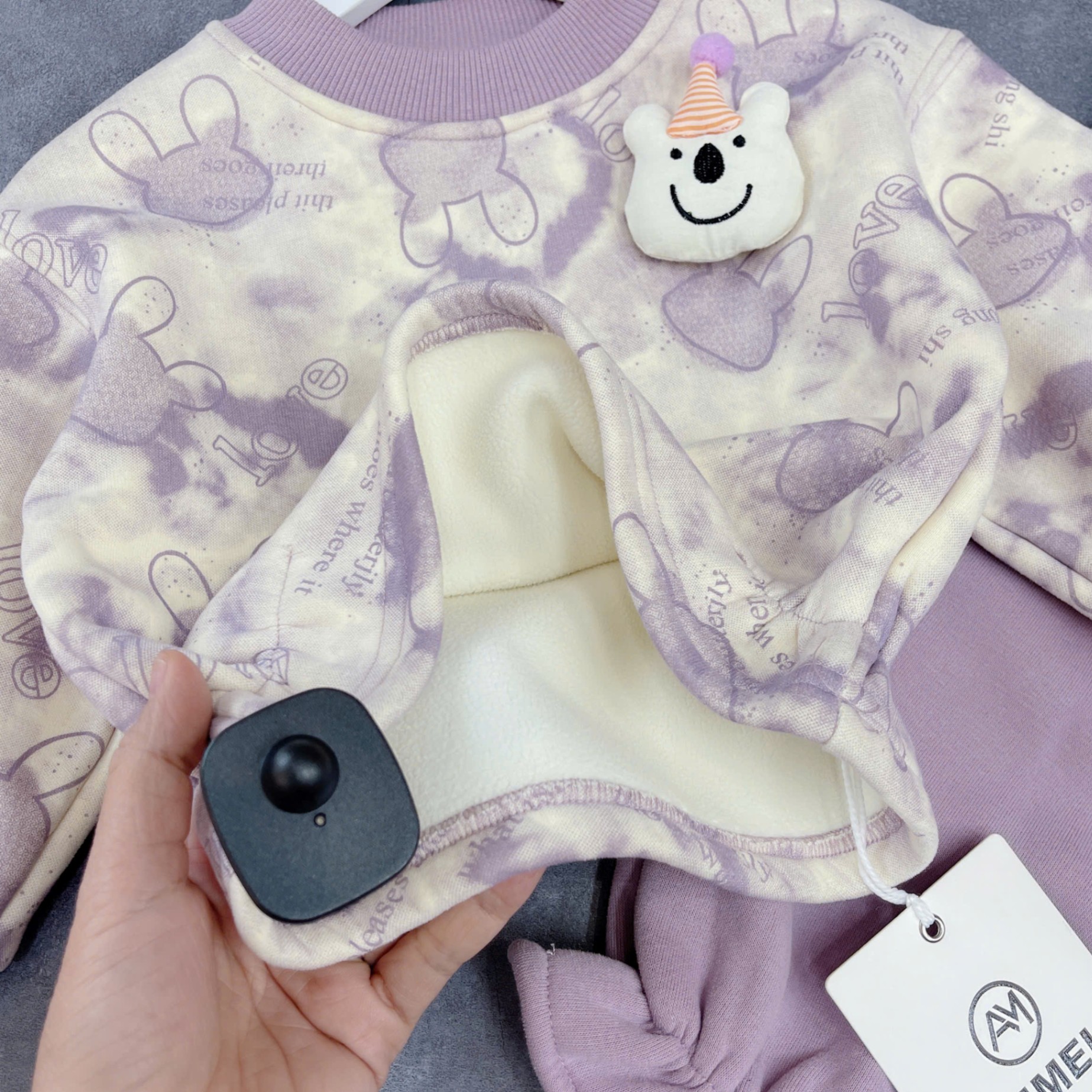 #2421-Bộ loang gấu tím lót nỉ