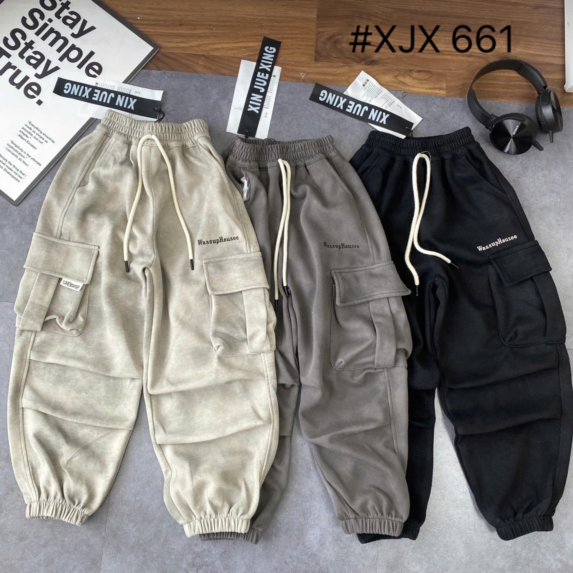 XJX661-Quần jogger loang túi hộp