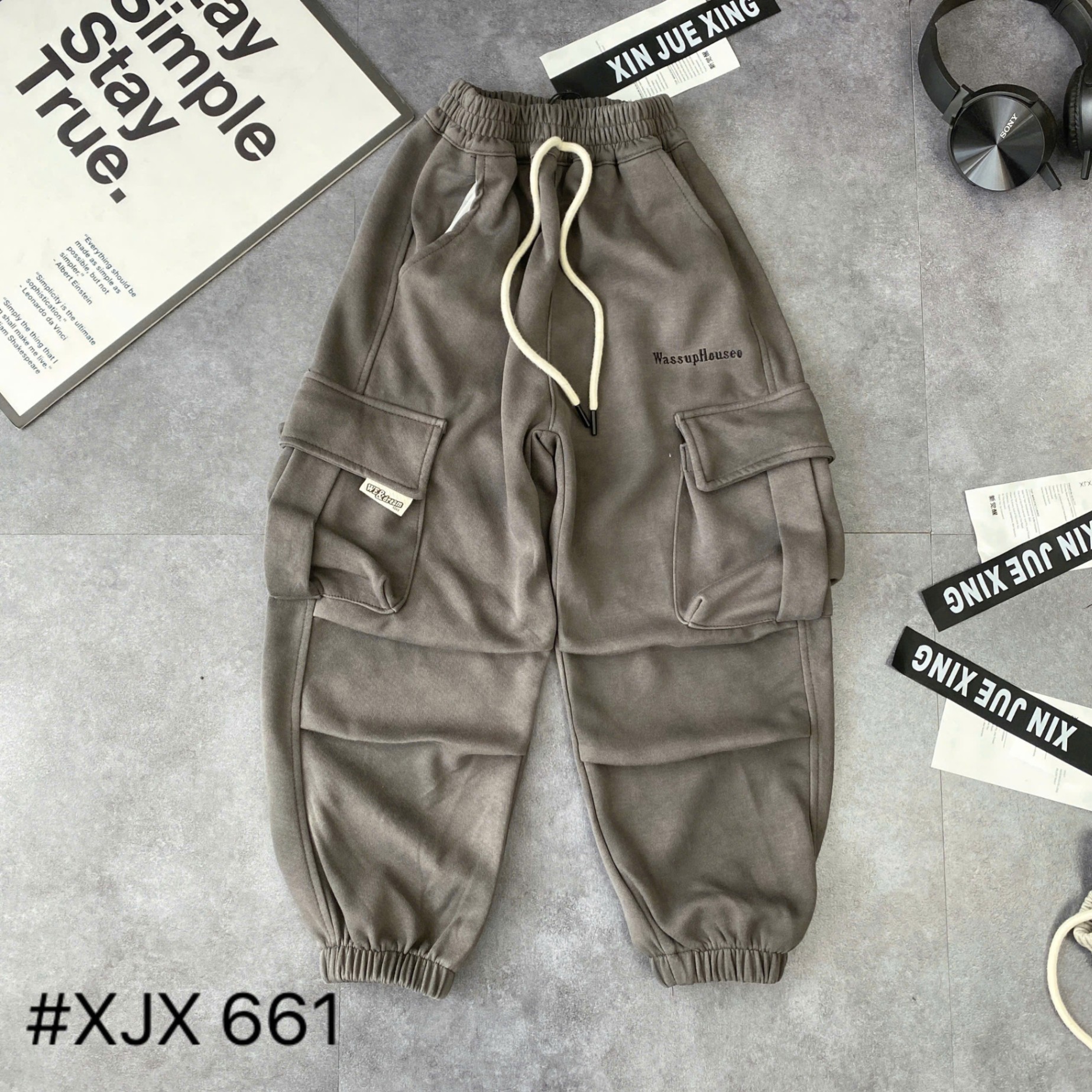 XJX661-Quần jogger loang túi hộp