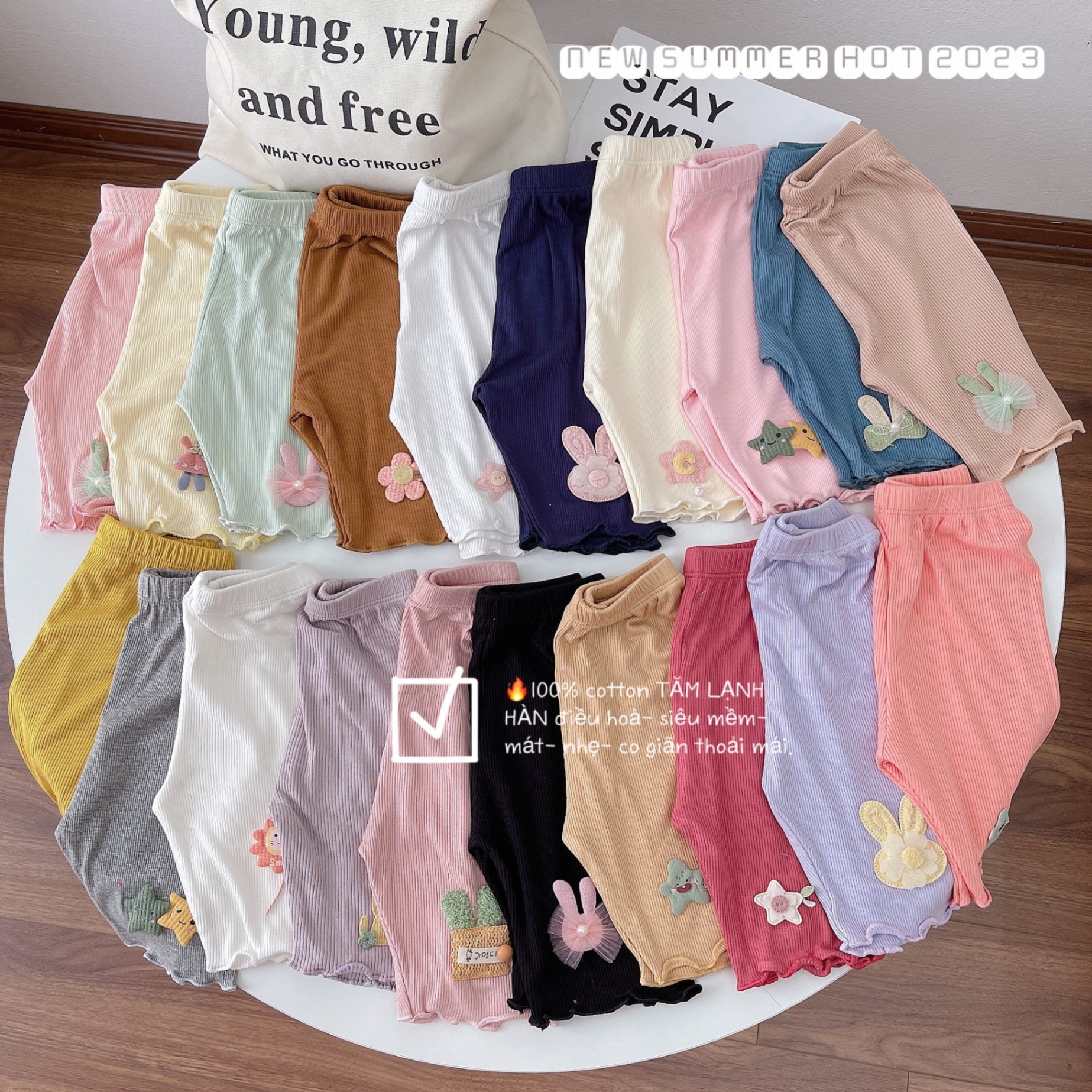 Set 4 quần legging lửng- viền bèo