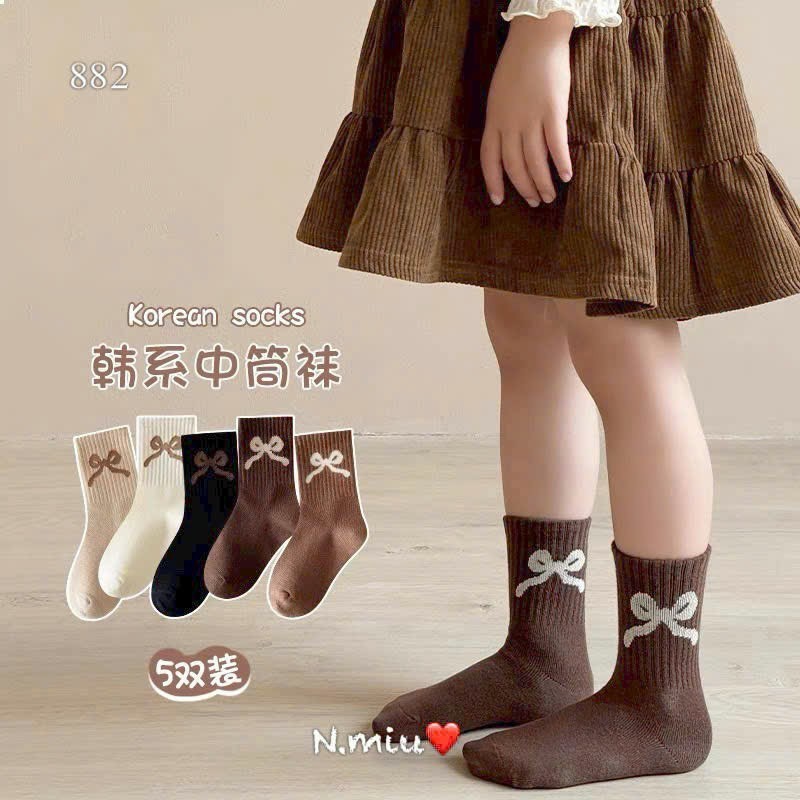 Vỉ 10 đôi tất nơ cổ cao bé-Tất nơ