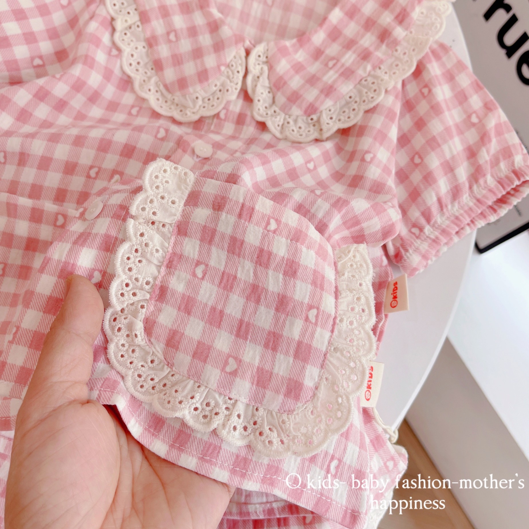 OBC03 - BỘ PYJAMA KẺ PHỐI REN O KIDS