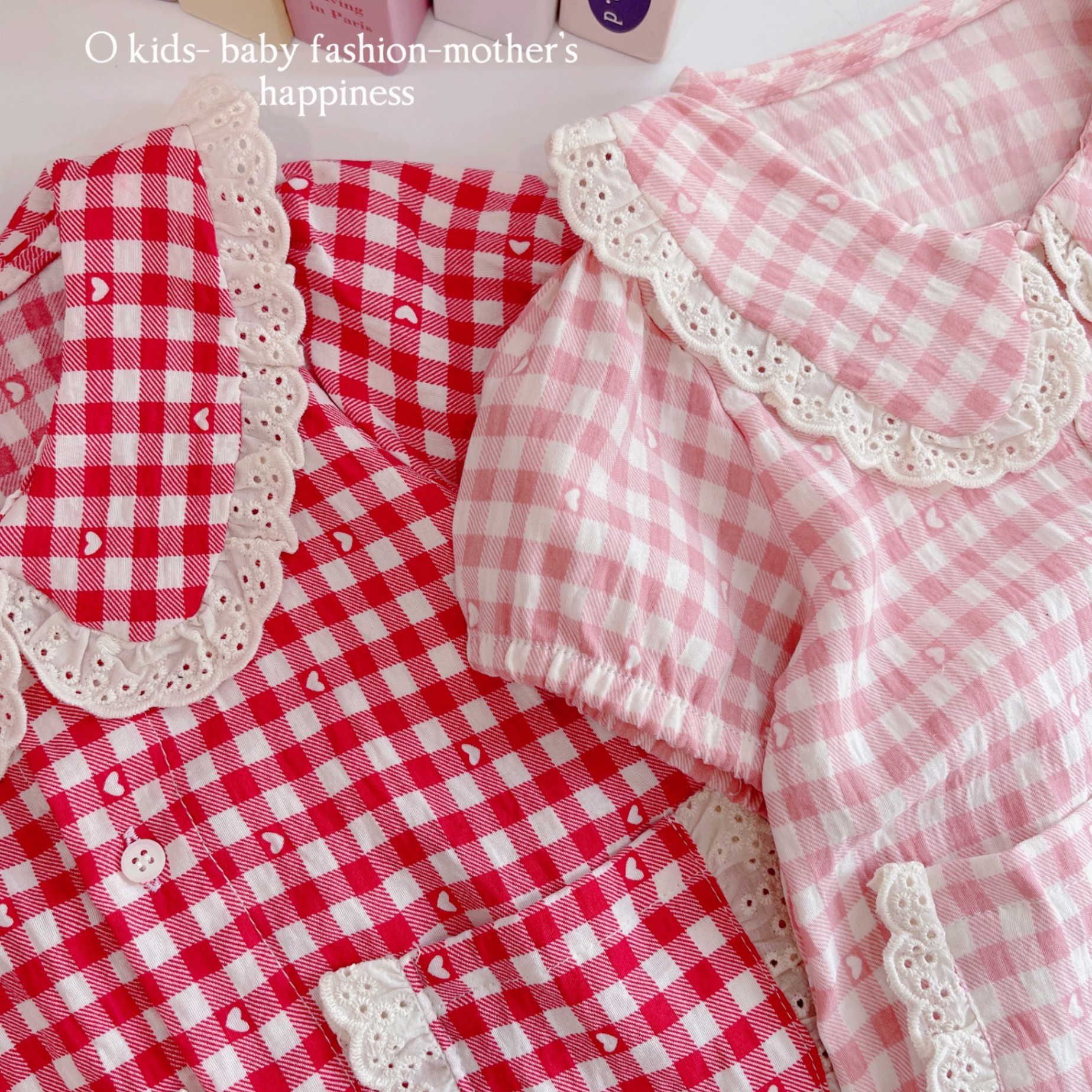OBC03 - BỘ PYJAMA KẺ PHỐI REN O KIDS