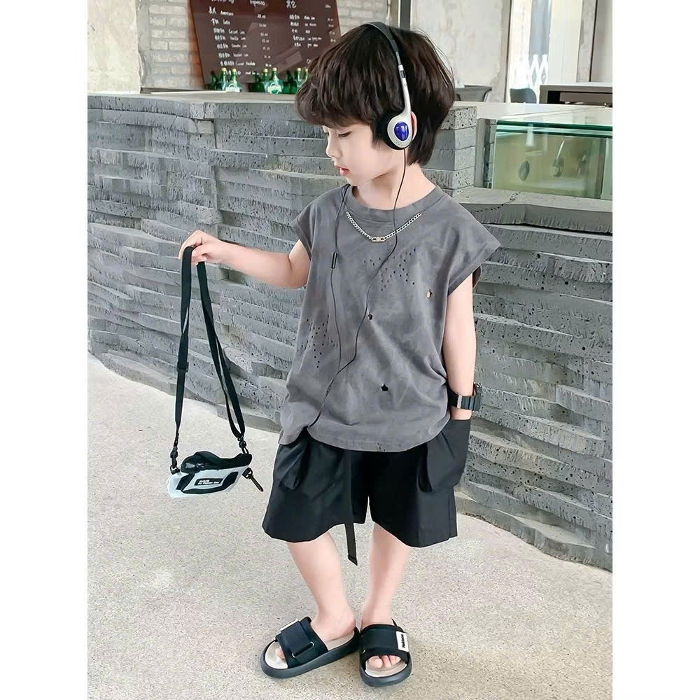 6086 - áo 3 lỗ rách dây chuyền