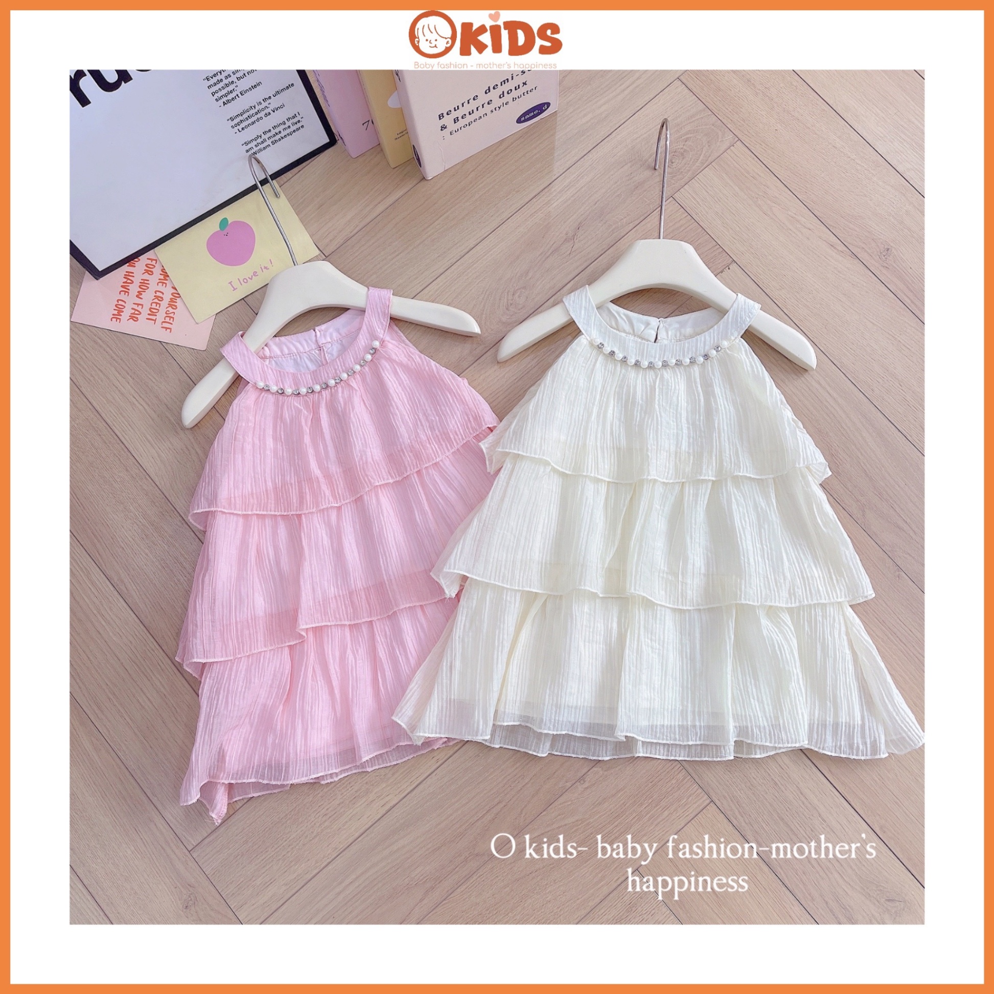 OVY17 - VÁY CỔ YẾM ĐÍNH ĐÁ XẾP TẦNG