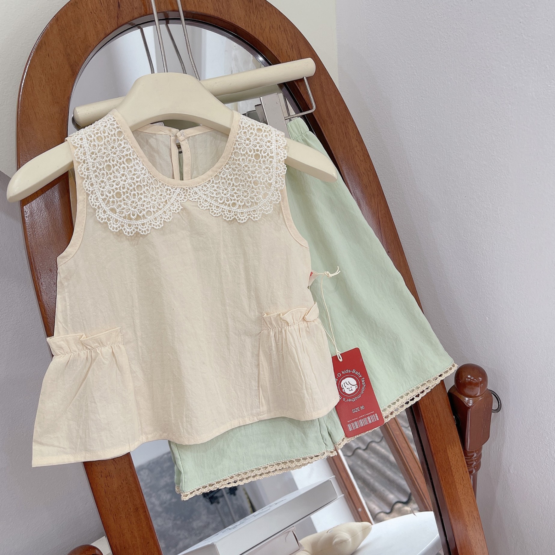OSB14- SET ÁO CỔ REN + QUẦN LỬNG ỐNG RỘNG