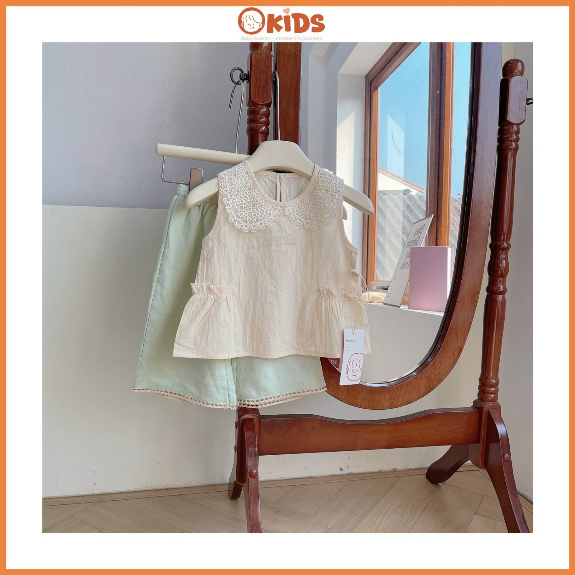 OSB14- SET ÁO CỔ REN + QUẦN LỬNG ỐNG RỘNG