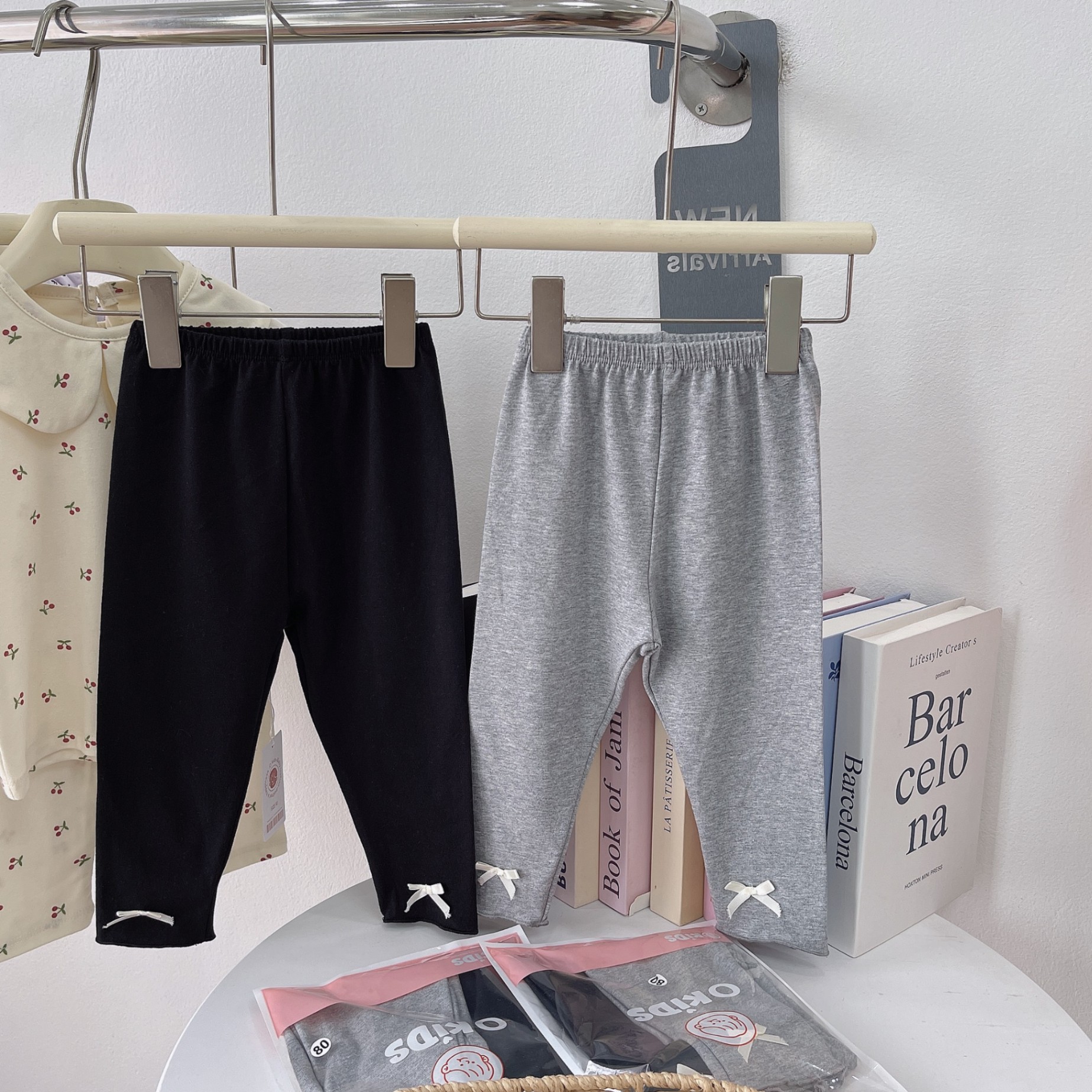 OS2Q58- SET 2 QUẦN DÀI COTTON ĐÍNH NƠ