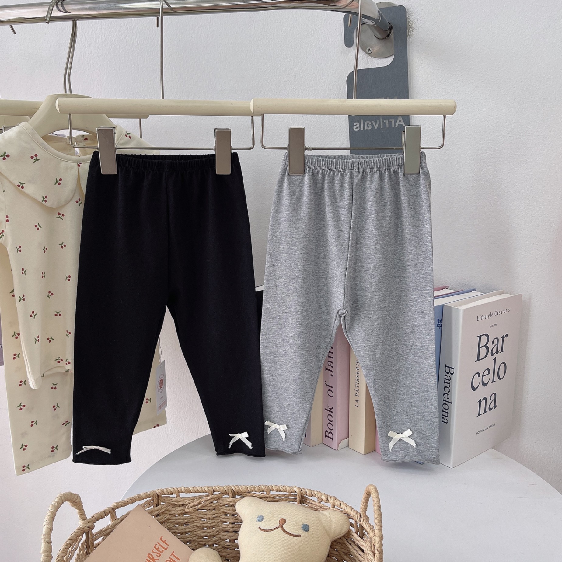 OS2Q58- SET 2 QUẦN DÀI COTTON ĐÍNH NƠ