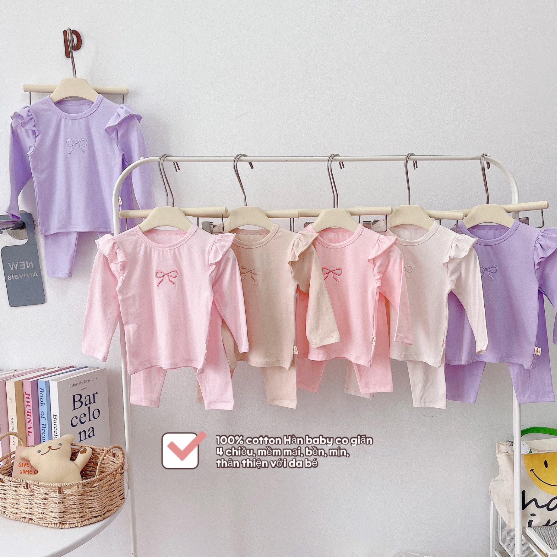 OBD55- BỘ COTTON CÁNH TIÊN THÊU NƠ