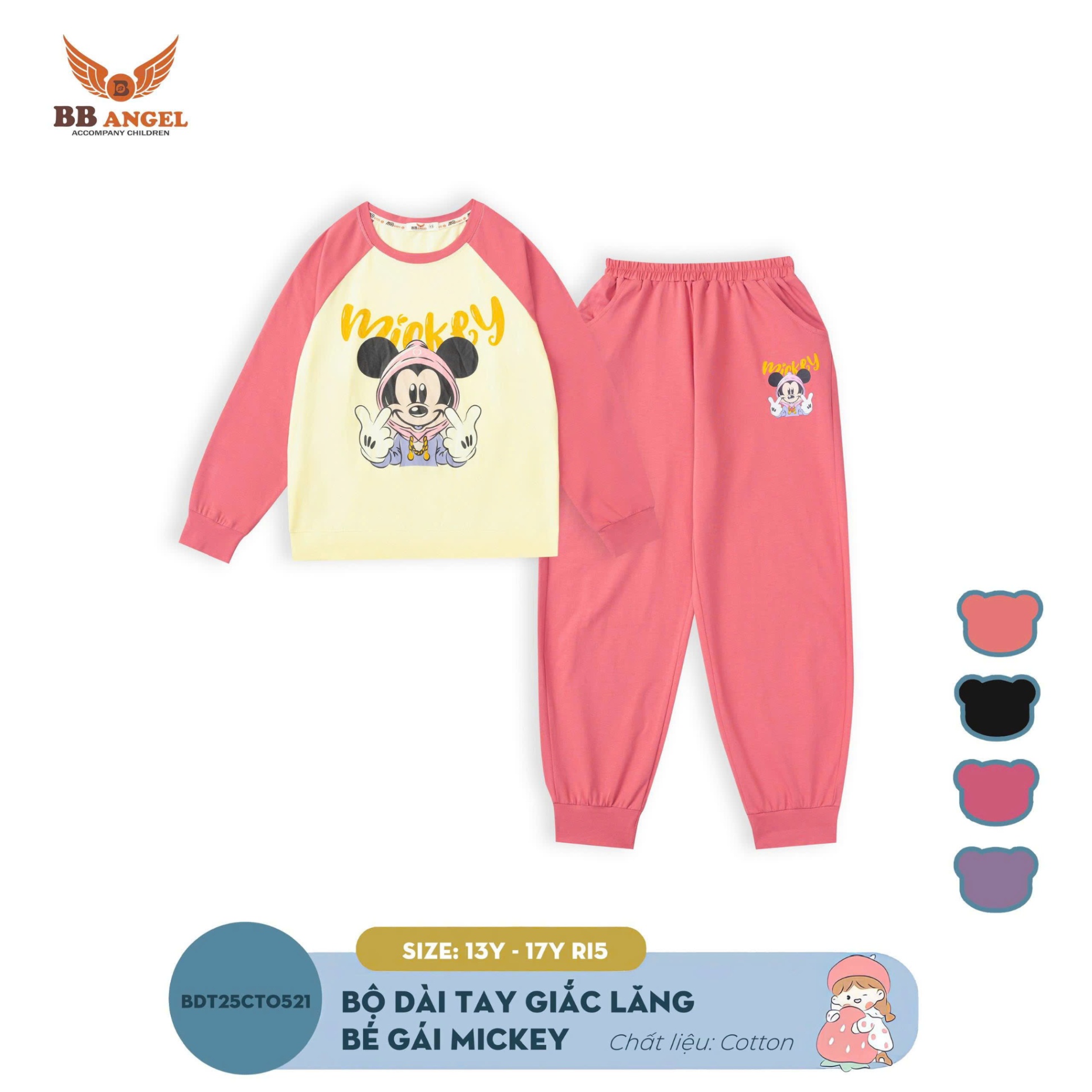 bộ mickey hồng bé gái