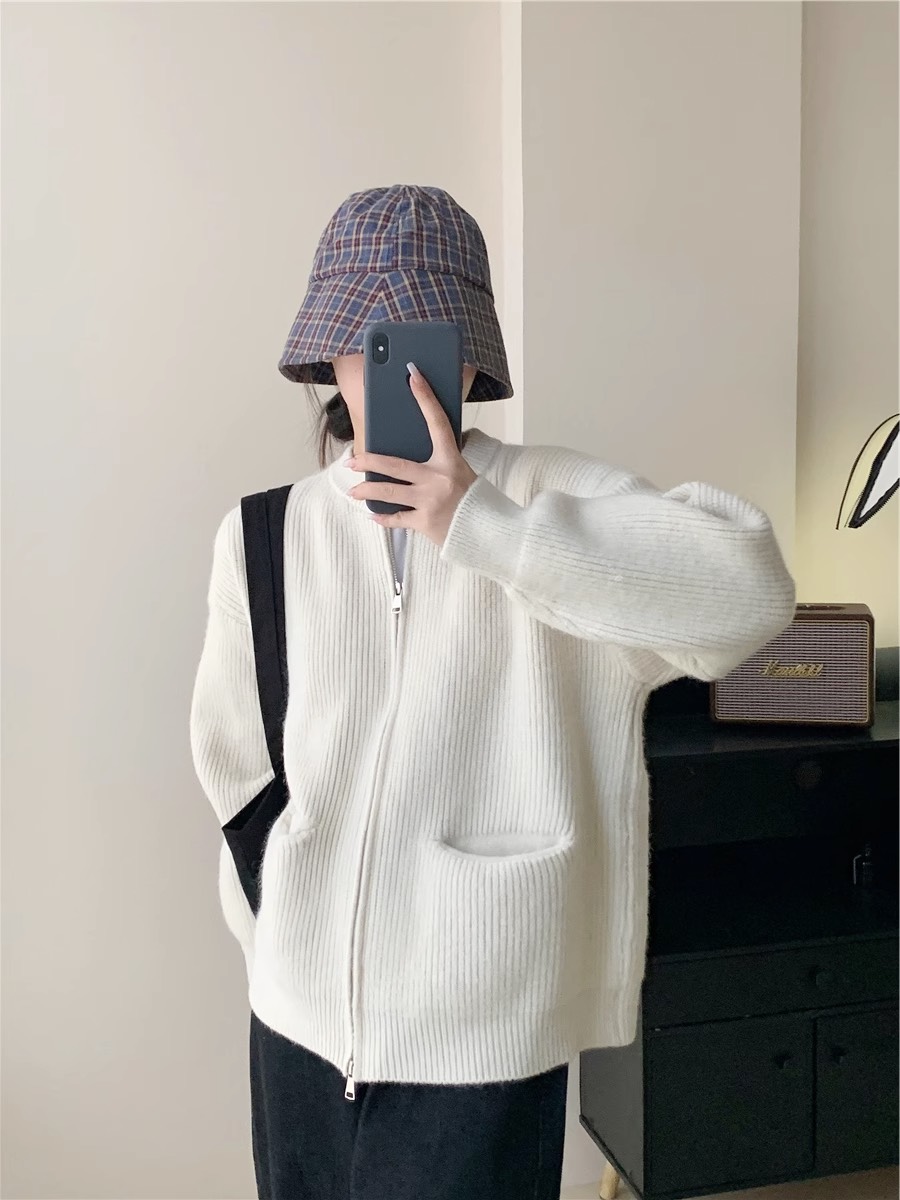 AL01-ÁO CARDIGAN LEN KHOÁ 2 CHIỀU