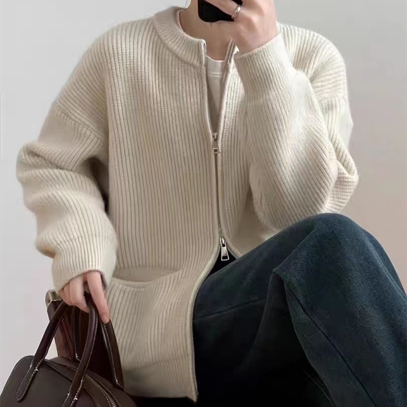 AL01-ÁO CARDIGAN LEN KHOÁ 2 CHIỀU
