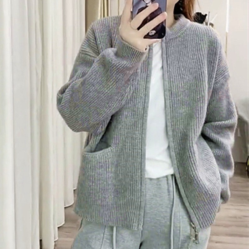 AL01-ÁO CARDIGAN LEN KHOÁ 2 CHIỀU